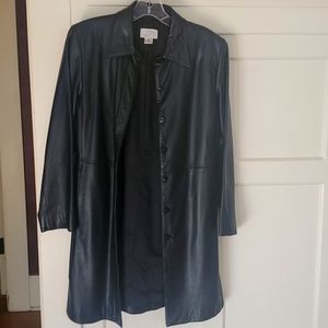 Ann Taylor Loft black leather trench size S Petite.